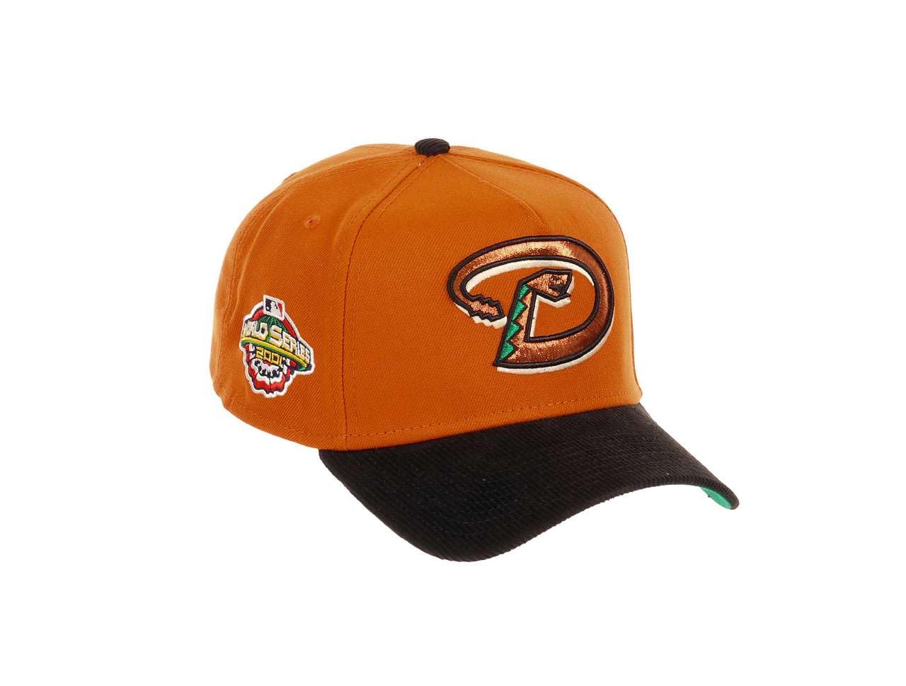 New Era Men's 940-Diamondbacks-Orange#31455 Arizona Diamondbacks Mlb World Series 2001 Sidepatch Orange Black Cord 9Forty A-Frame Snapback Cap - One-Size