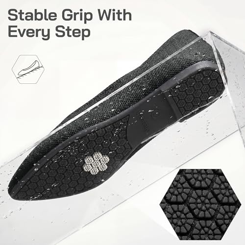 Image of Women Flats Non Slip Work Shoes Slip-On Pointed Toe Ballet Knit Softable Casual Business Flats Comfortable Dressy for Women
