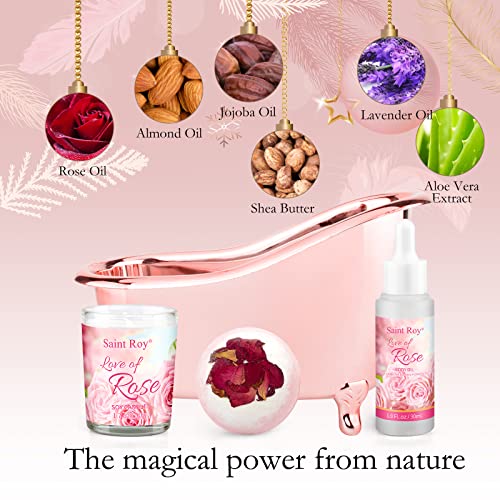 Image of Spa Gifts for Women Rose Spa Gifts Bath and Body Gift Basket Set Care Kit | Bath Gift Set Self Care Pampering Kit with Shower Gel, Christmas, Valentines Day Gift for Mom, Birthday Gifts for Her, Wife