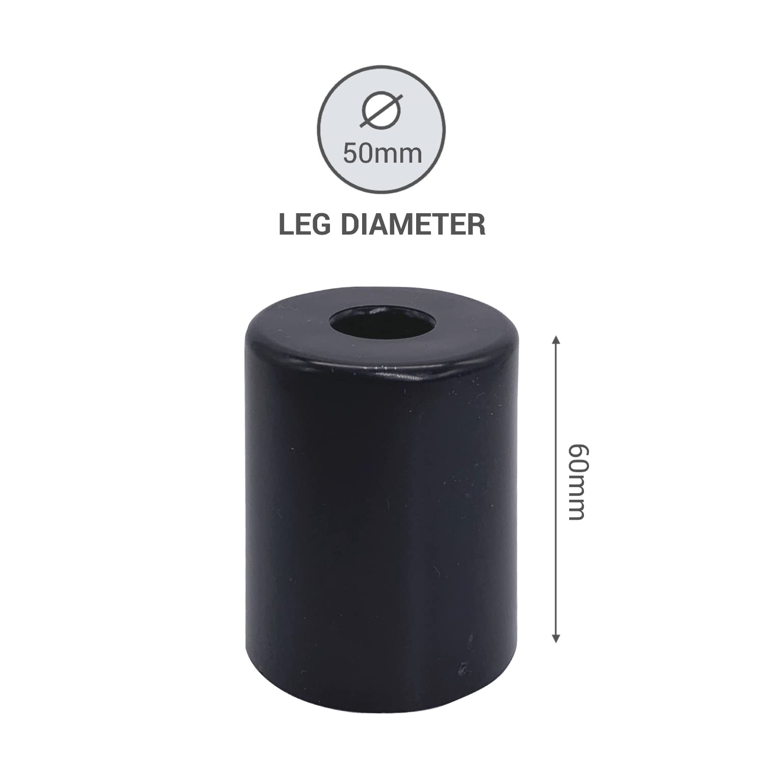 SKIR'CO 8 pcs Black Plastic Furniture Legs, Height 60 mm, Round Furniture Feet, Diameter 50 mm, Screws Included - Image 4