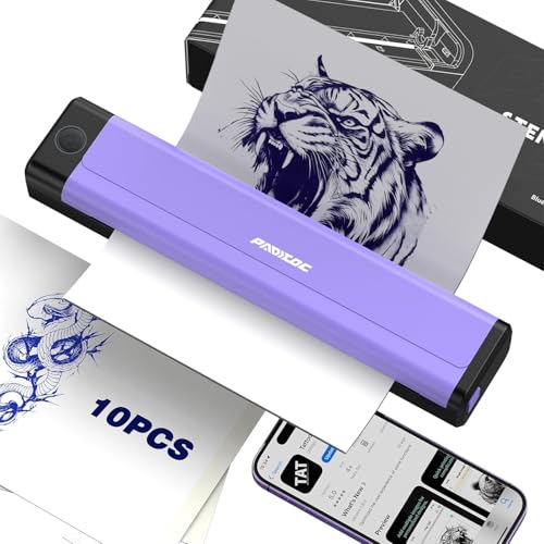 Padieoe Tattoo Stencil Printer with 10Pcs Transfer Paper - Bluetooth,...