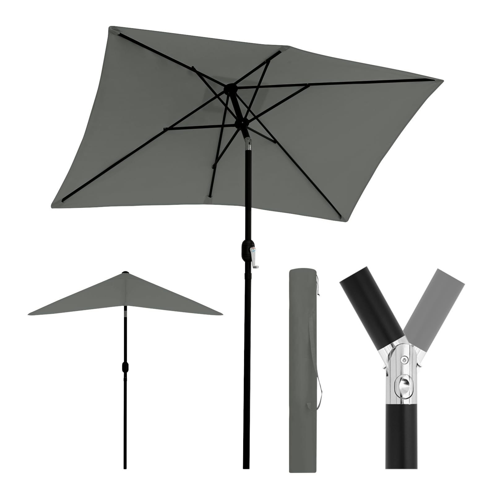 WOLTU Ombrellone da Giardino, Ombrellone da Spiaggia con Protezione UPF 50+, Inclinazione Regolabile, Borsa per Trasporto, Parasole Ventilato per Balcone/Giardino/Spiaggia, 206x135cm