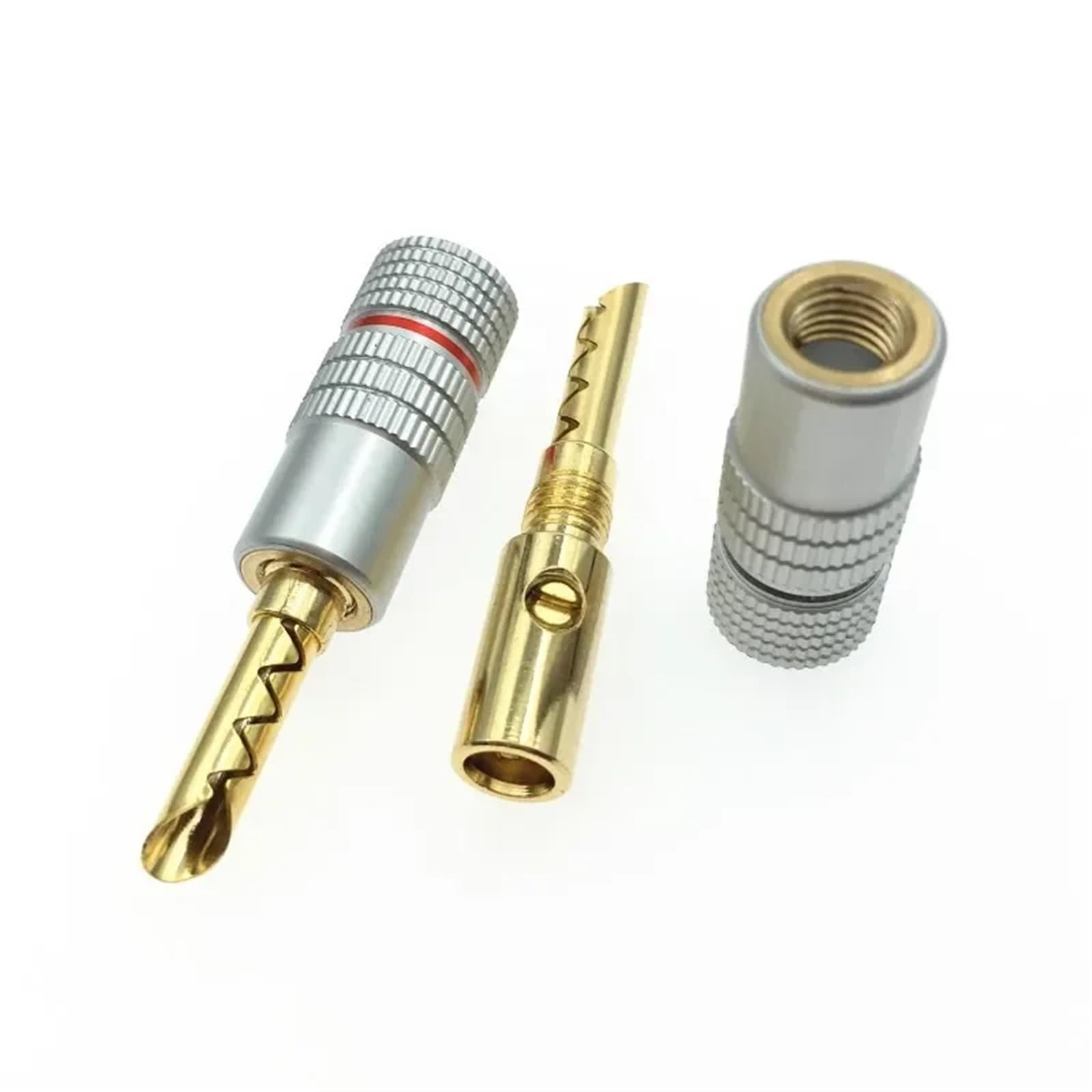 Lot de 20 connecteurs de Haut-Parleur mâles en cuivre plaqué Or de 4 mm, Rouge et Noir(20Pcs Red)