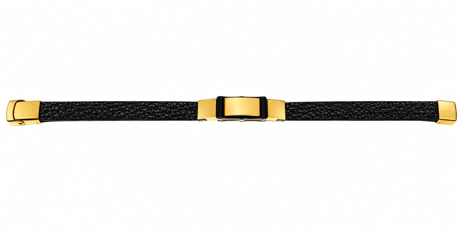 Fancy Bracelet Black Leather Band with Gold-Tone Clasp-image-17