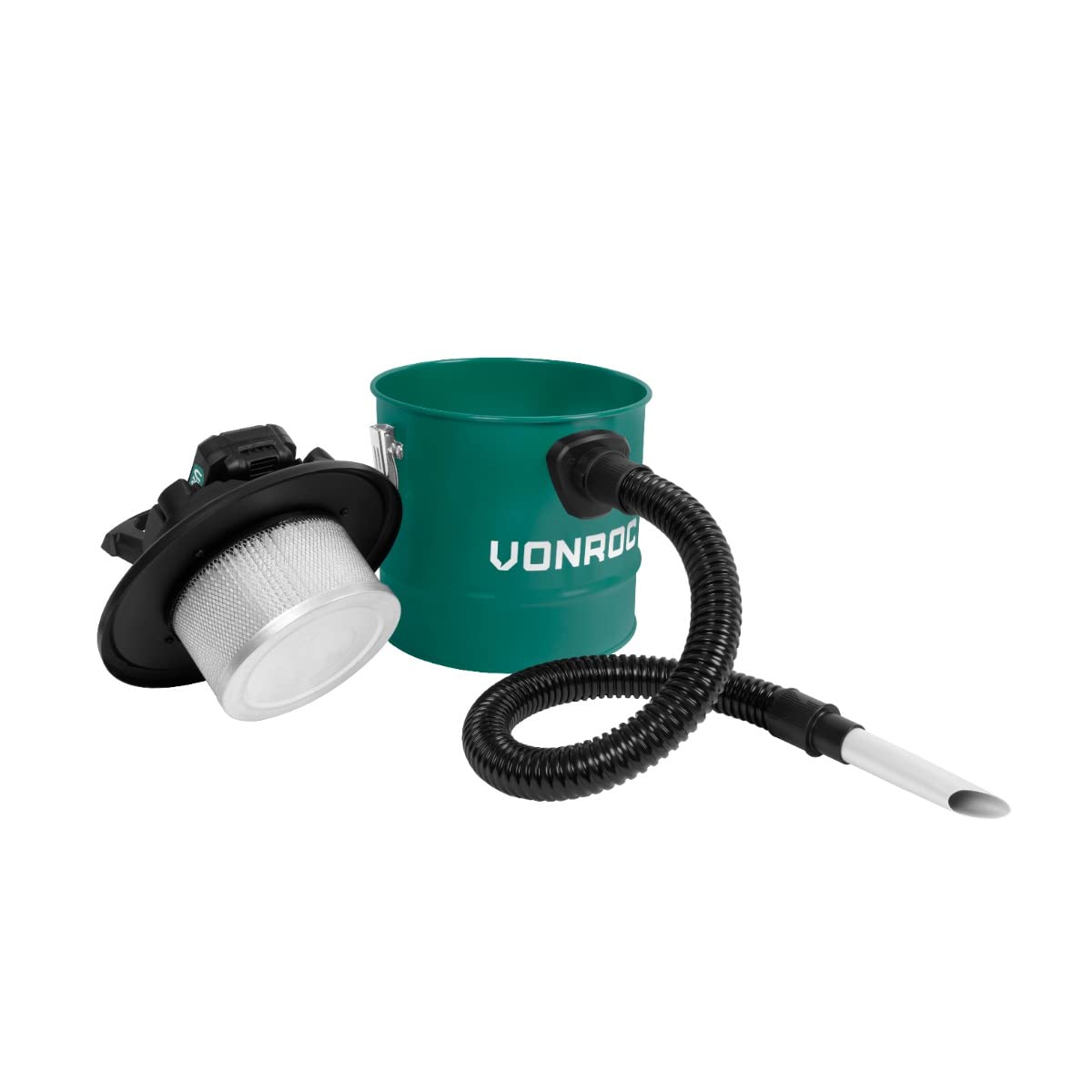VONROC Aspirador de cenizas inalámbrico VPower 20V - tanque de 12L - filtro HEPA - Incl. 2 baterías de 2.0Ah y cargador rápido
