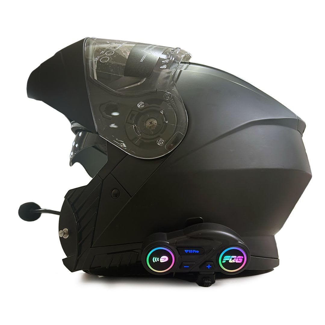 Generico Interfono Bluetooth per Casco Moto con Radio FM, Musica Condivisa, Assistente Vocale e Ricarica USB-C