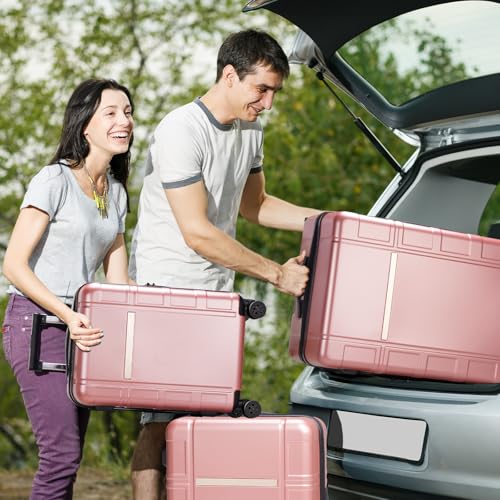 Karl home Luggage Expandable 3 Piece Set Suitcase PC+ABS Hard-Sell with TSA Lock Spinner Wheels 20in 24in 28in Travel Rolling Carry on Woman/Men Rose Gold2