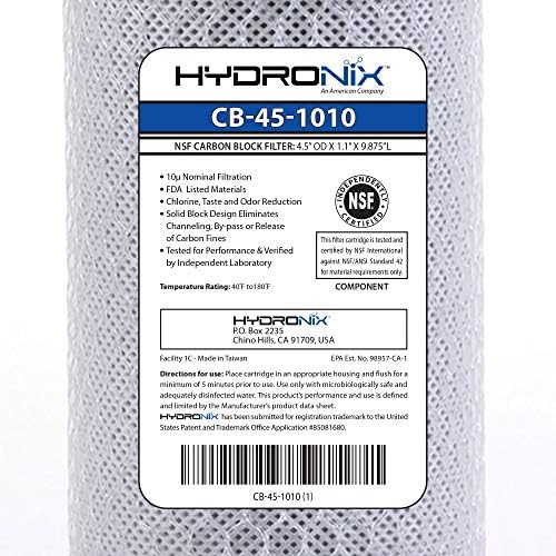 Hydronix HX-CB-45-1010/3 Whole House Commercial Nsf Coconut Activated Carbon Block Water Filter, 4.5" x 10", Micron 3 Pack, White image 4