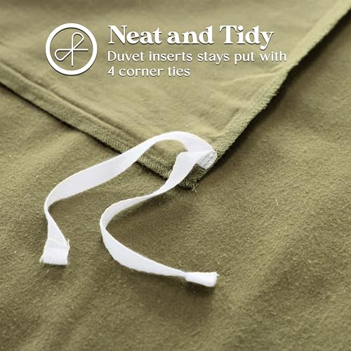 Image of Superior Rome Flannel Cotton Duvet Set, Soft Brushed Duvet Cover, Modern Farmhouse Bedding, Basics, Comforter or Duvet Insert Cover, Includes; Duvet Cover, Pillow Sham, Twin, Solid Sage
