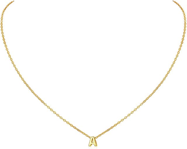 Initial A-Z Letter Choker Necklace for Women 925 Sterling Silver/Gold Plated Monogram Name Jewelry 16+2 Inch Extend Chainwith Gift Box