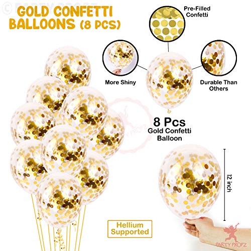 Image of Party Propz Golden Happy Birthday Banner - 9 Pcs Birthday Decorations Kit With Golden Confetti Balloons For Decoration | Bday Decors Items for Wife | Birthday Decorations for Husband