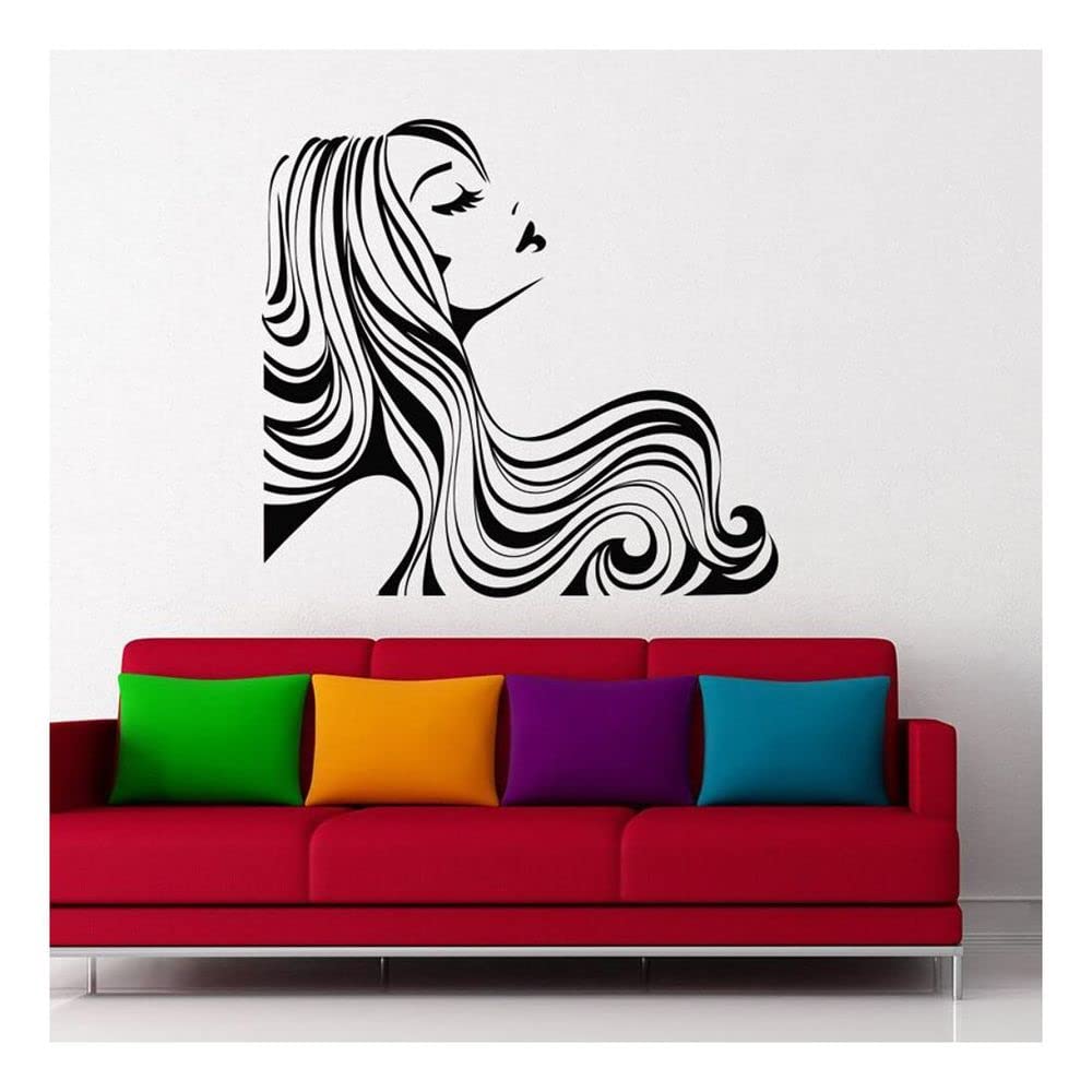 GADGETS WRAP Woman Wall Decal. Girl with Long Hair Vinyl Sticker. Beauty Salon Wall Art. Fashion Decal. Make Up Sticker Wall Decoration Decal Sticker