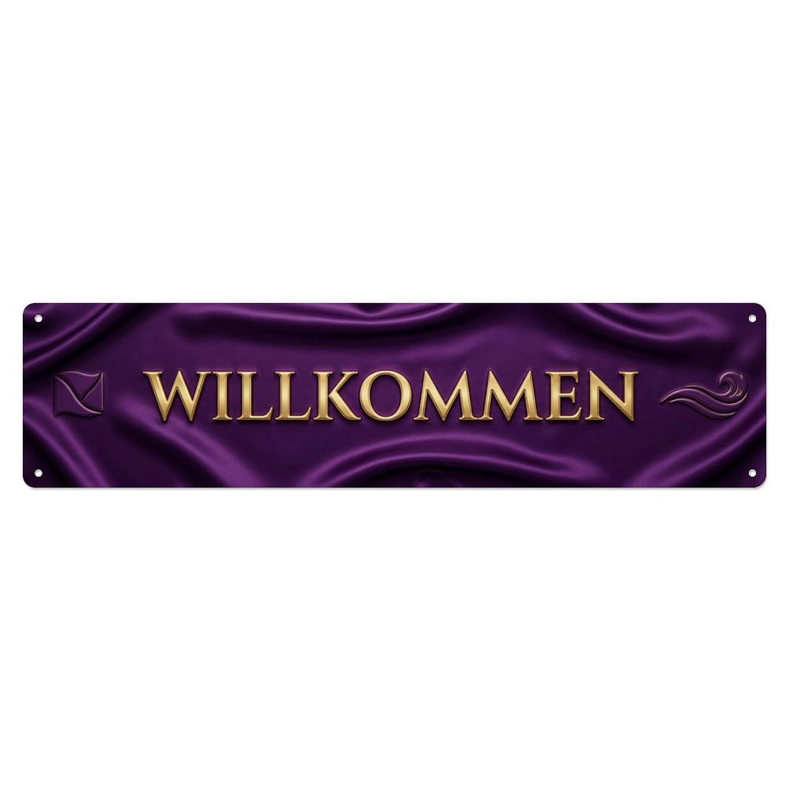 Satin Silk Fabric Luxury Welcome Metal Tin Sign