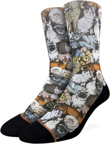 Good Luck Sock Men's Social Cats Socks, Adult, Shoe Size 8-13