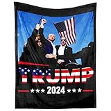 Donald Trump 2024 Survived Shot at Election, Trump Rally Shot Blanket, Flannel Blanket for Couch Bed Women Men, Trump Fist Pump, Trump 2024 Fleece Blanket, Trump 2024 Banner, 2024 Trump Flag