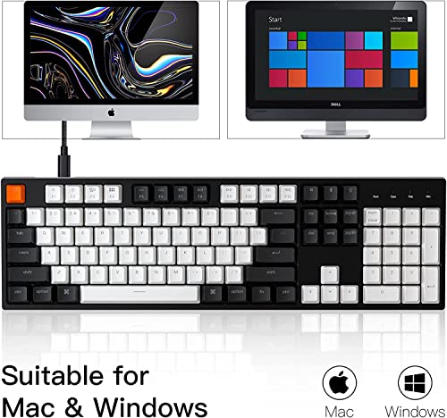 Image of Keychron C2 Full Size Wired Mechanical Gaming Keyboard for Mac Layout with 104 Keys Gateron G Pro Blue Switch /White LED Backlight /Double Shot ABS Keycaps /USB C Computer Keyboard for Windows Laptop