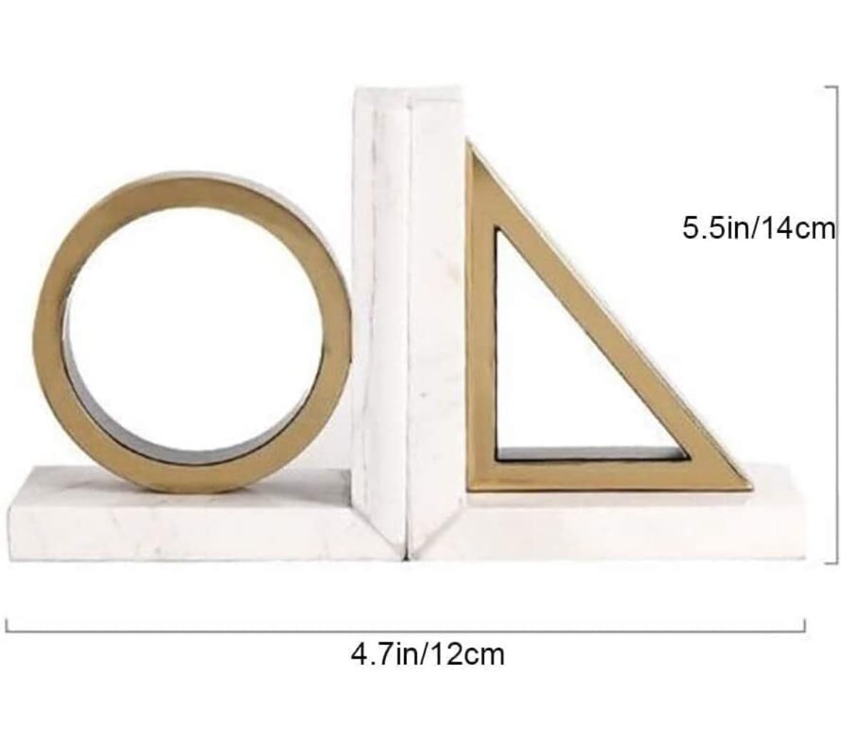 Buchstütze 1 Paar Buchstützen, goldene, Marmor-Buchstützen, robuste geometrische Formen, halten Bücher Schreibtisch Dekorative