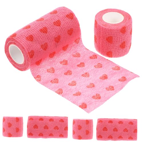 FRCOLOR 6Rolls Creative Heart Shape High Elasticity Breathable Tapes for Sports Comfortable Non Stick Athletic Wraps for Care and Injury Support