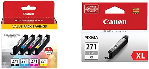 Canon CLI-271 BK/CMY 4 Color Value Pack CLI-271XL Tanque de tinta gris compatible con impresoras TS8020, TS9020