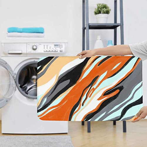ARLTTH Badematte Mit Marmorstruktur, 3-teiliges Badezimmerteppich, Rutschfester Und Weicher, Saugfähiger Polyester-Teppich, U-förmiger Konturteppich Und Toilettendeckelbezug (orange marmoriert) – Bild 8