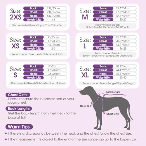 Image of Dog Sweater Dress Plaid Knitwear for Small Medium Dogs Warm Puppy Pet Turtleneck Stretch Pullover Cute Fall Winter Vest Clothes with Leash Hole for Christmas (Purple, 2XL)