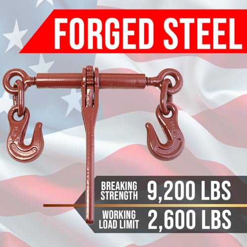 Image of BOXER 10 Pack Heavy Duty Ratchet Chain Load Binder with Forged Grab Hooks, inch - 5 /16 inch - Chain Binder Tie Down - 2,600lbs WLL