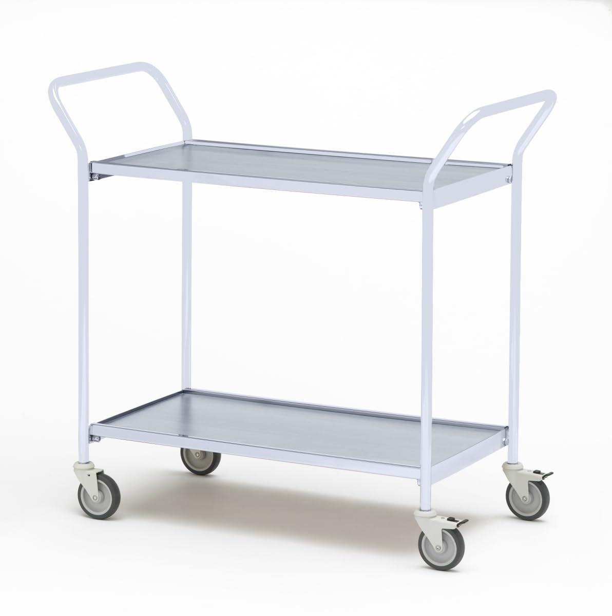 Tischwagen 2 Fahrhandgriffe 2 Etagen 80x42cm hellgrau/grau