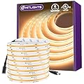 HitLights COB LED Strip Lights Warm White 2700K, 16.4ft Premium High Density 24V Tape Light, 2560 LEDs, 425+ LM/ft, CRI 90+, IP30, Lighting for Kitchen, Cabinets, UL Listed (Power Source Not Included)