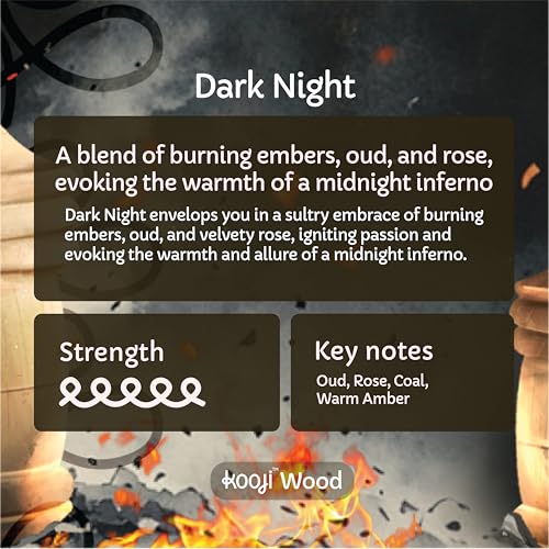 Image of Kooji Wood - Dark Night - Car & Home Perfume - 12ml | Premium Freshener - Burning Embers, Smoldering Coal, Oud & Rose Notes - 100% Indian Ingredients - Long-Lasting Aroma - Up to 90 Days