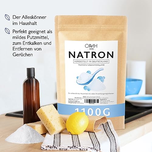Natron Pulver 1100g (1,1kg) Lebensmittelqualität Backpulver Baking Soda Deutsche Herstellung hochrein