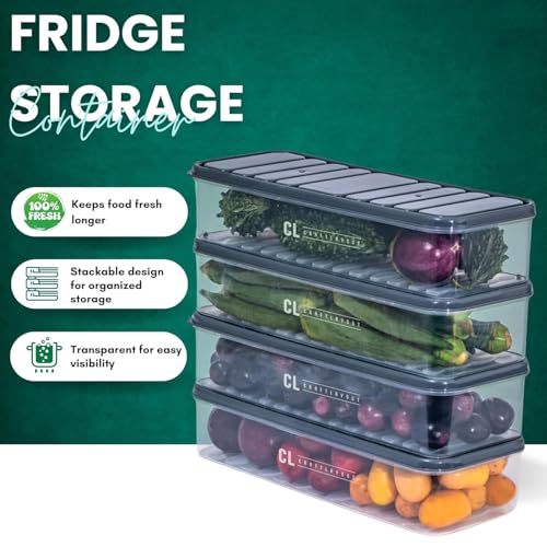 Image of Air Tight Plastic Storage Containers Set of 6 1200 ML | Pantry Organizers for Kitchen | Fridge Storage Boxes | Leak Proof BPA Free Durable & Space Saving Grocery Containers
