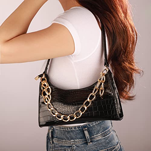 Octwine Small Shoulder Bag Classic Crocodile Print Underarm Bag Hobo Bag Party Prom Shoulder Bag for Women and Girls2