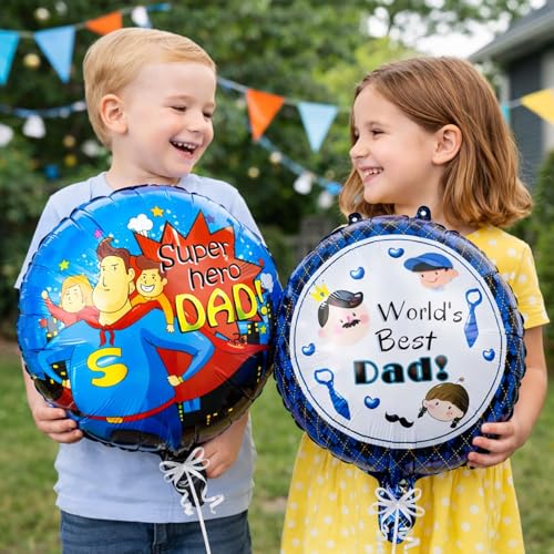 Image of Rozi Decoration Super Hero Father & World's Best Father Foil Balloons Set | Father's Day Decoration Balloons | Metallic Helium Balloons for Home, Party & Surprise Decor