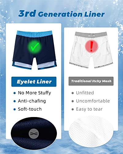 Image of SURF CUZ Mens Swim Trunks with Compression Liner Swim Shorts 7 inch Swimming Trunks Stretch 7 Inch Swim Suits Quick Dry