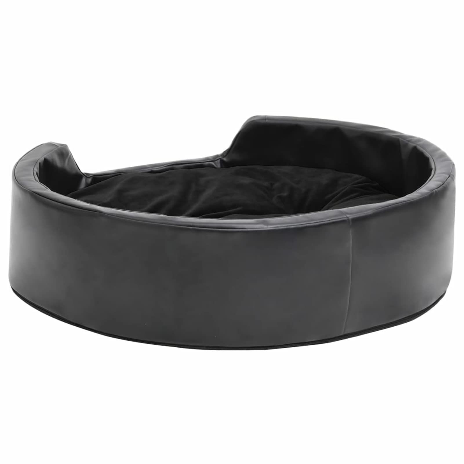 ZHOUMIN Cama para Perros, Sofa Perro, Colchon Perro, Sofá Cama para Mascotas, Felpa y Cuero sintético Negra 69x59x19 cm