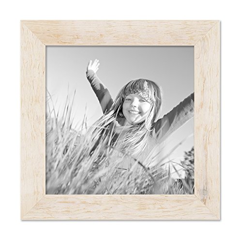 PHOTOLINI Bilderrahmen 20x20 cm Holz Weiß, quadratisch, Echtholz-Rahmen rustikal, Strandhaus, Made in Germany, Echtglas, zum Aufhängen… – Ansicht 1