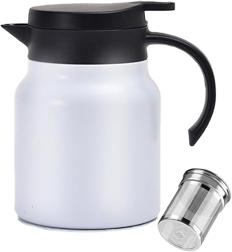 Miniatura 9 de Jarra térmica de café de 34 onzas, tetera de acero inoxidable, jarra de café al vacío de doble pared  retención de calor y frío  sin BPA (negro)