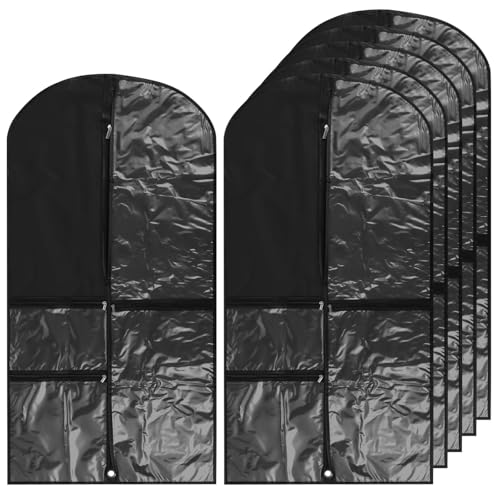6 Pack Black Hanging Garment Bags for Kids, 39.4 X 19.7 in, Clear Zipper Pockets, Dustproof Cover for Dance Costumes and Outfits3