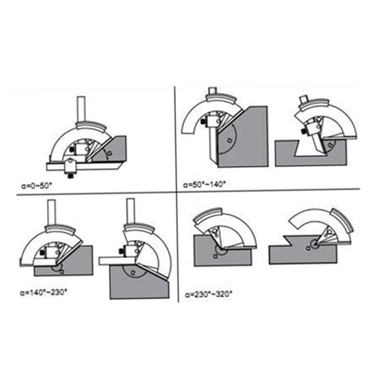 Gatuida Jauge d'angle à vernier avec réglage fin outil de mesure d'angle multifonction pour travail portable et antirouille