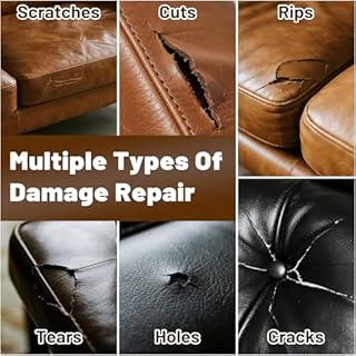 Leather and Vinyl Repair Kit, Endhokn 5 Colors Leather Repair Kit for Car Seats, Sofa, Jacket, Bags, Purse, Belts, Furniture Fix Scratches Cuts Rips Holes Tears Cracks Matchable and Easy to Use