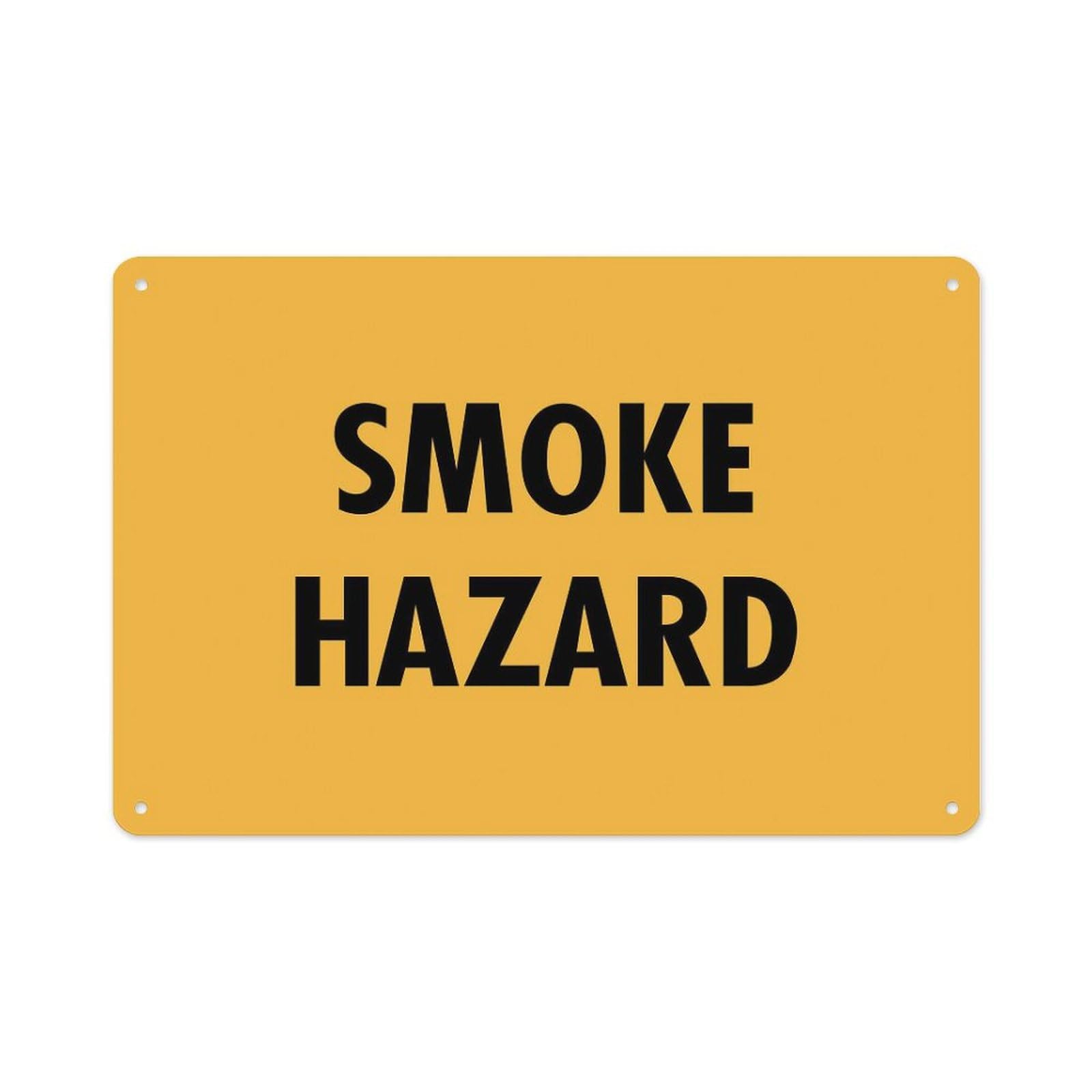 peiyeety Smoke Hazard Sign Aluminum Tin Warning Signs For Home Outdoor Garden 12X16 Inches