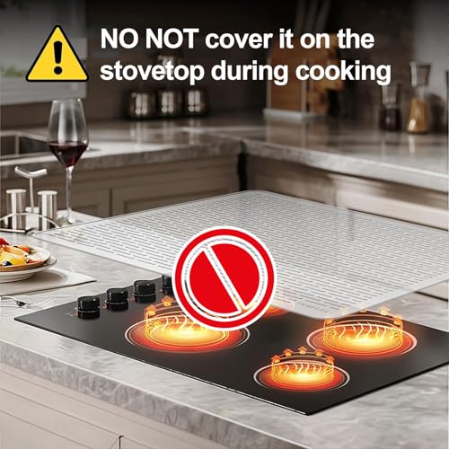 Stove Top Cover for Electric Stove - Silicone Stove Mat for Glass Top, Glass Cooktop Protector, XL Dish Drying Mats For Kitchen,Oven Covers for Electric Stove (Hyaline,28 x 20)