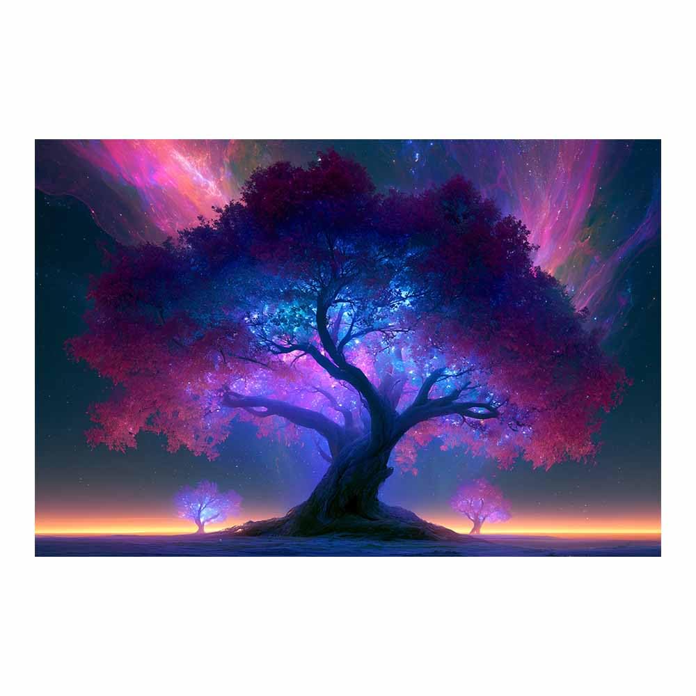 HOQIU Wall Pictures Lavender Field Tree tree poster, landscape wall art, for Living Room Bedroom Bathroom.(Multicolor)-70x100cm Unframed