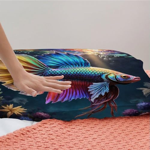 Linge de Lit Poisson de Mer Bleu en microfibre douce de qualité supérieure