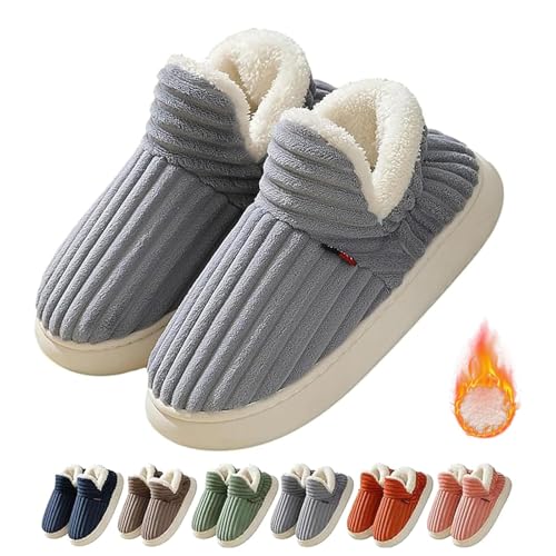 FXRWFSE Chaussons Confortables et élégants, Chaussons d'hiver en Peluche Chaude et Moelleuse, Chaussons Chaussons pour Femmes et Hommes (Gray,46-47)