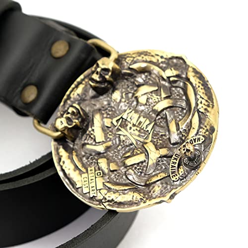 Leather belt with Triquetra buckle, Nothern Celtic cross, Celtic Trinity Knot Triquerta solid brass belt buckle on casual leather belt4