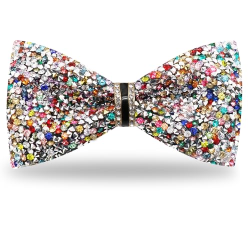 Image of Mens Rhinestone Bow Tie Pre-Tied Bow Ties for Men Adjustable Sparkle Sequin Bowtie Party Wedding