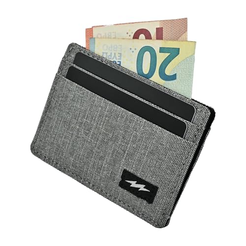SUPERVEK Grey Khadi Fabric Card Holder Wallet, Multiple Card Slots, Central Cash Storage - Minimalist Thunder Patch Design - Slim Small Card wallets for women men - RFID Blocking - image 8