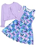 Girl Dress Size 7 8 Girls Sleeveless Butterfly Dress for Kids Long Sleeve Cardigan Purple Sundress Kids Winter Fall Clothes Outfits Playwear
