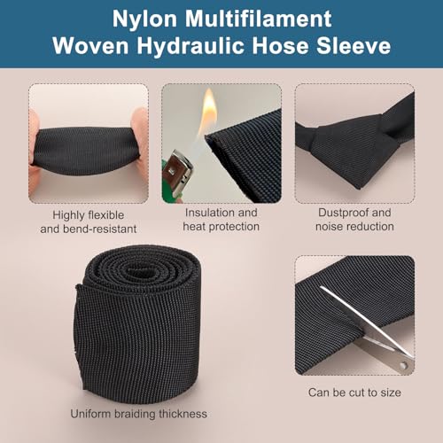 Manchon de protection en nylon 5,6 cm ID 3 m pour câble hydraulique noir